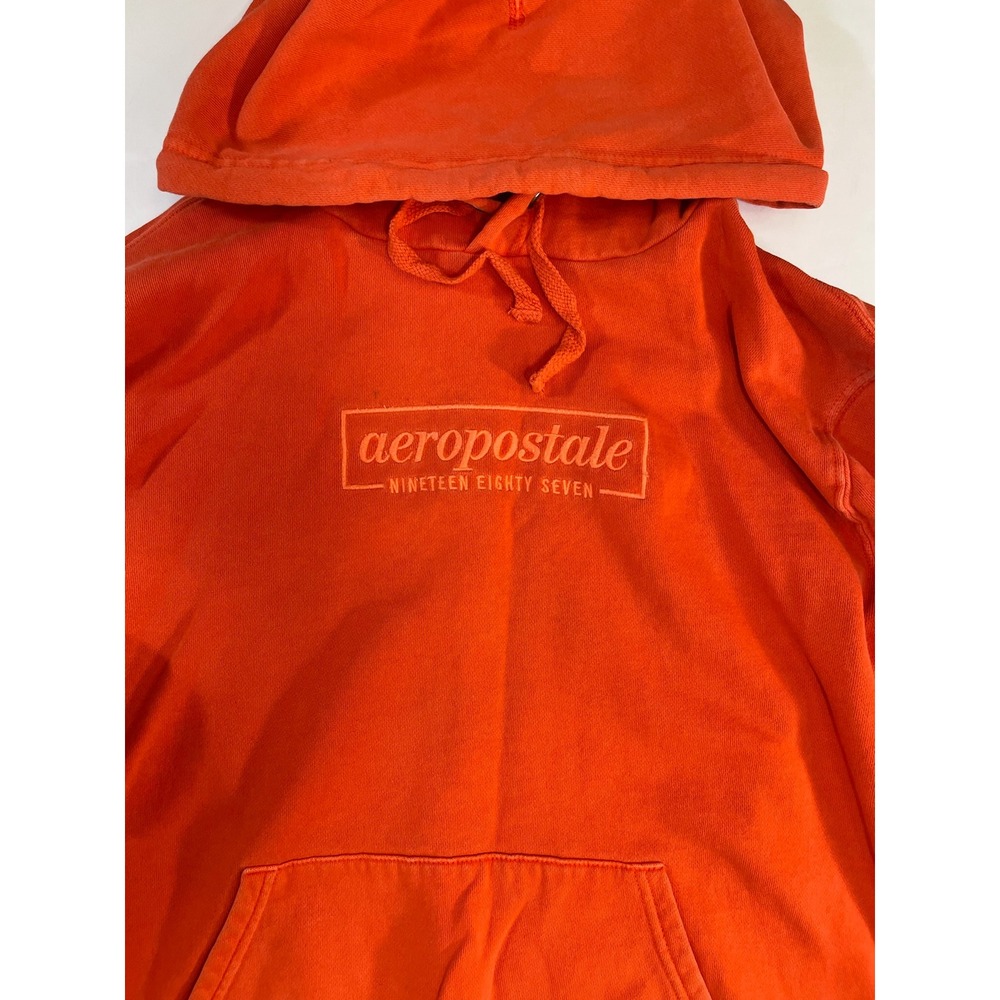 Y2K Aeropostale Mens Orange Graphic Logo Pullover Hoodie L Skater Streetwear